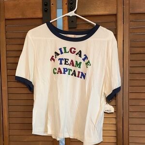 Altar'd State White Tee with Navy Accents